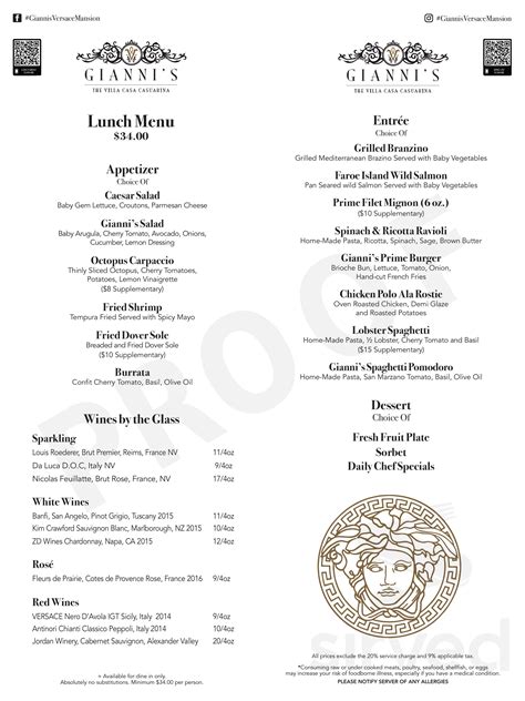 the versace mansion menu|giannis at former versace mansion.